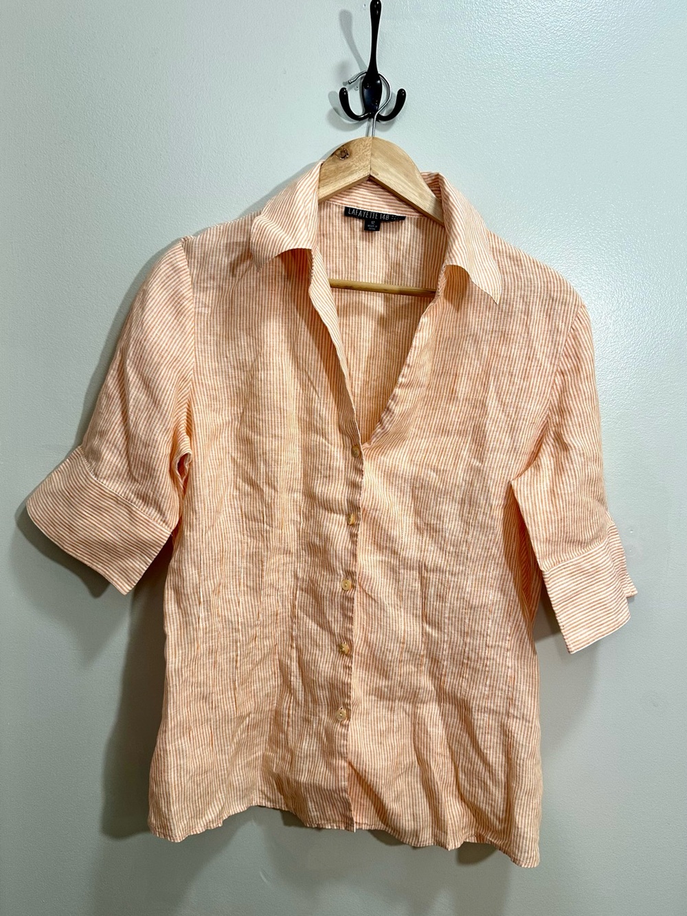 Lafayette 148 New York Linen Orange Blouse
Pintuck Pleated Size 12
